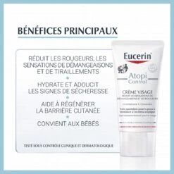EUCERIN AtopiControl - Crème Visage Calmante 12 % Omega Tube 50ml -Clarin Beauty Magasin EUCERIN AtopiControl Creme visage calmante 12 Omega tube 50ml 22346 103 1681840233