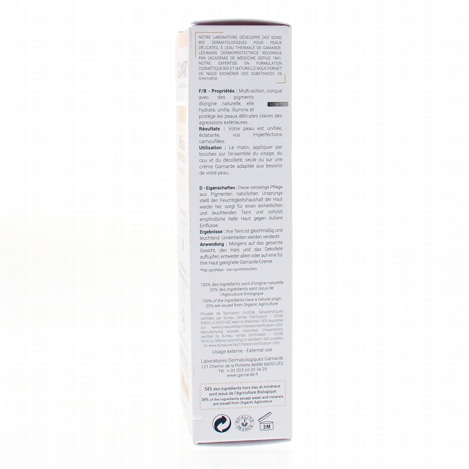 GAMARDE BB Cream Bio Soin Teinté 4 En 1 Peaux Claires Tube 40g 4 GAMARDE BB Cream Bio Soin Teinté 4 En 1 Peaux Claires Tube 40g – Image 3