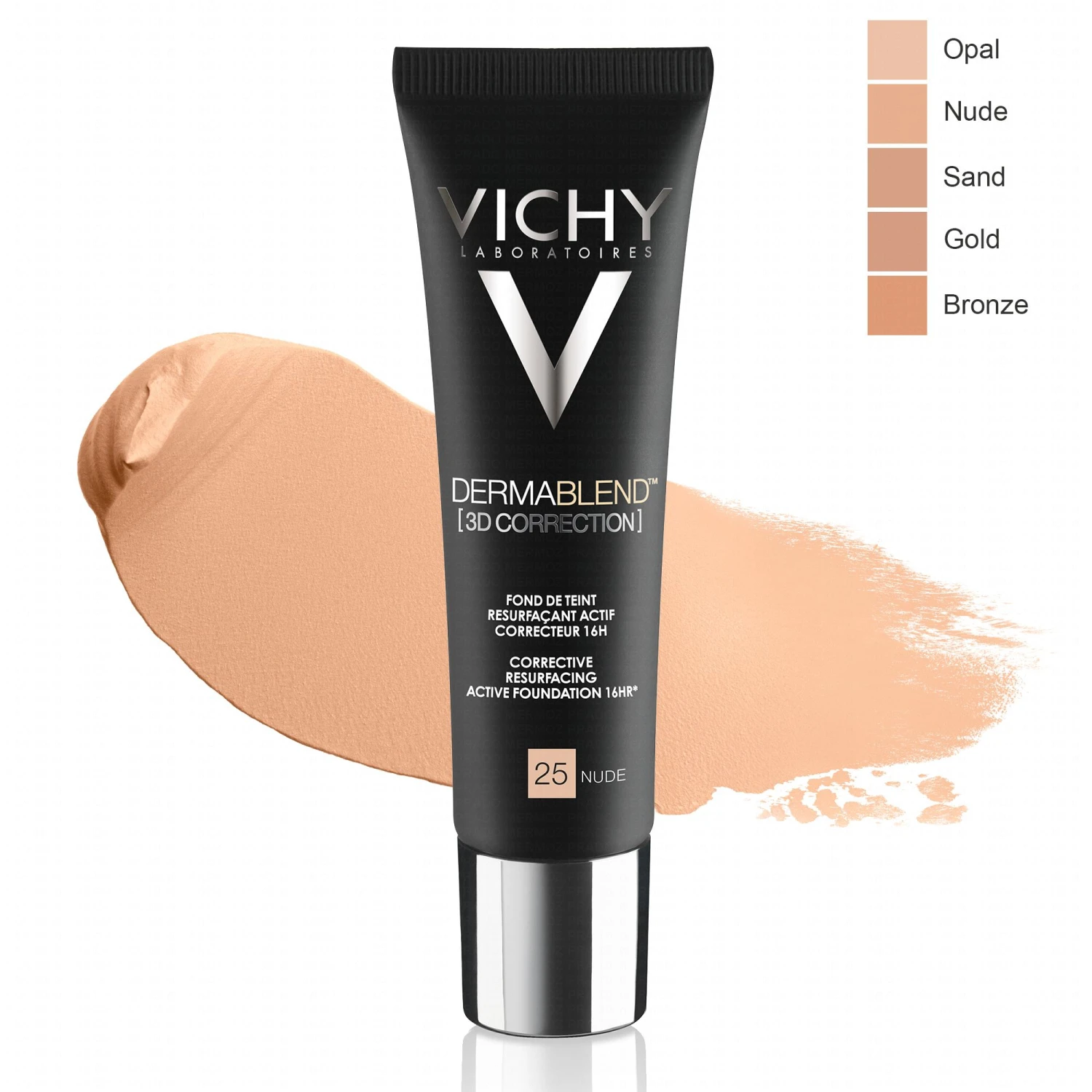 VICHY Dermablend 3D Fond De Teint Resurfaçant Actif Correcteur 16h Teinte N°25 Nude 3 VICHY Dermablend 3D Fond De Teint Resurfaçant Actif Correcteur 16h Teinte N°25 Nude