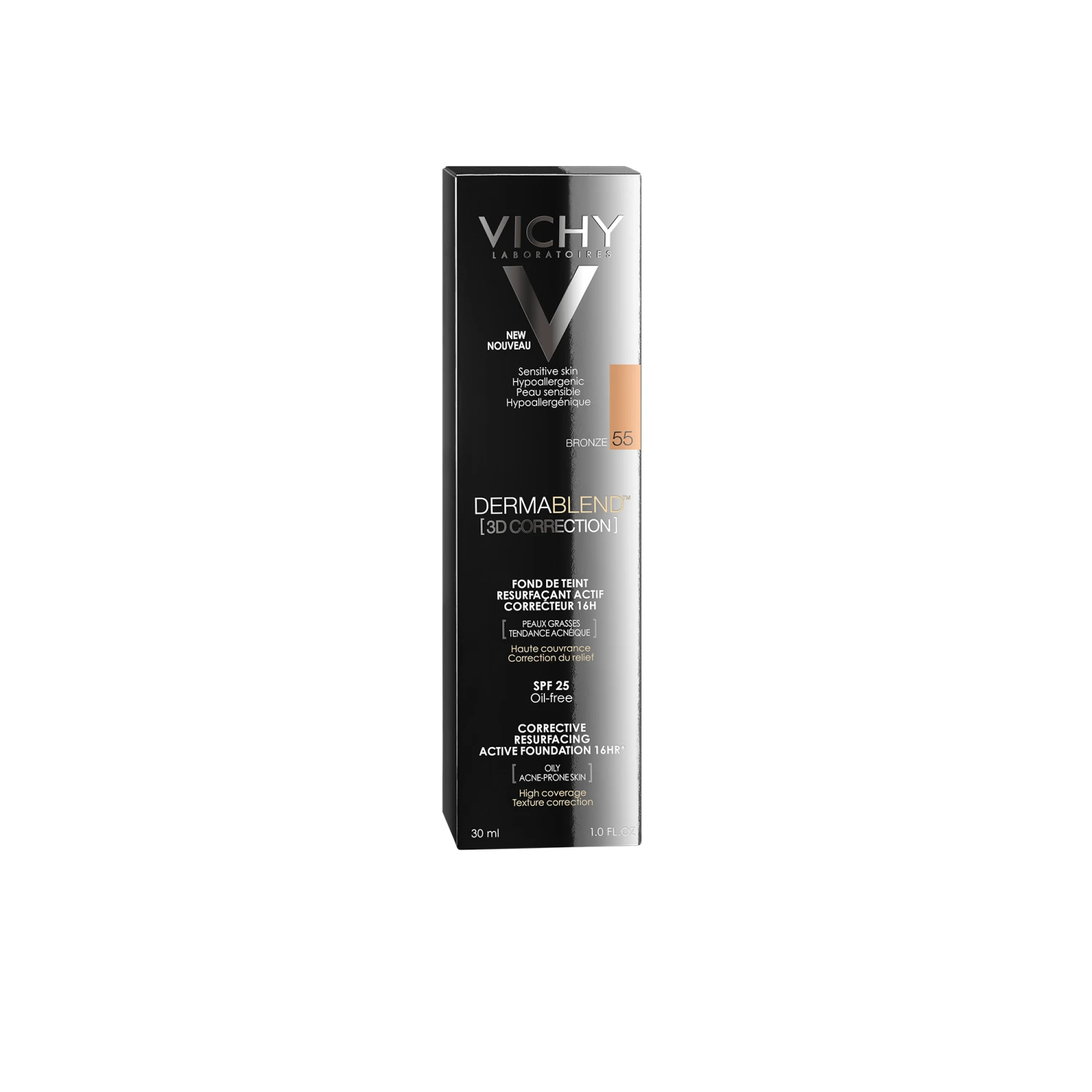 VICHY Dermablend 3D Fond De Teint Resurfaçant Actif Correcteur 16h Teinte N°55 Bronze 5 VICHY Dermablend 3D Fond De Teint Resurfaçant Actif Correcteur 16h Teinte N°55 Bronze – Image 3