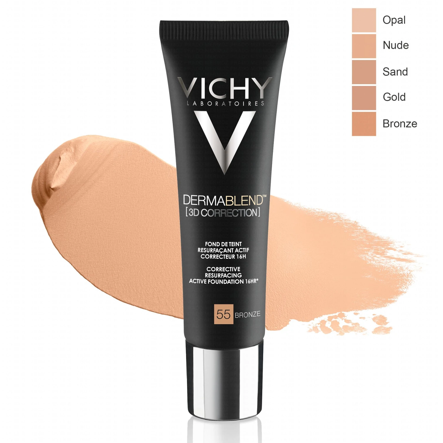 VICHY Dermablend 3D Fond De Teint Resurfaçant Actif Correcteur 16h Teinte N°55 Bronze 3 VICHY Dermablend 3D Fond De Teint Resurfaçant Actif Correcteur 16h Teinte N°55 Bronze